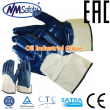 NMSAFETY oil and gas glove/nitrile coated hand work gloves/smooth nitrile coated glove